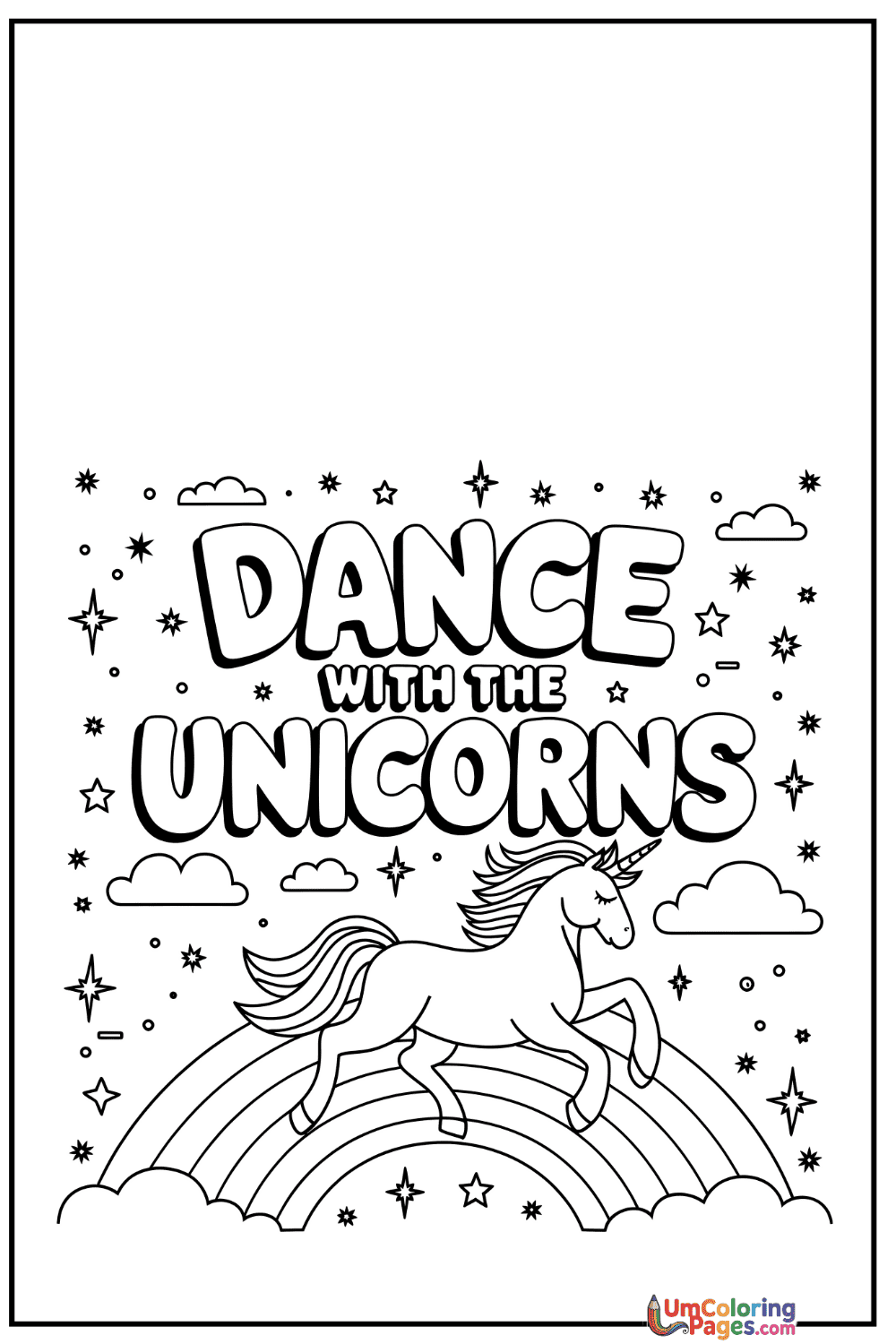 Unicorn coloring page 3 - free printable PDF