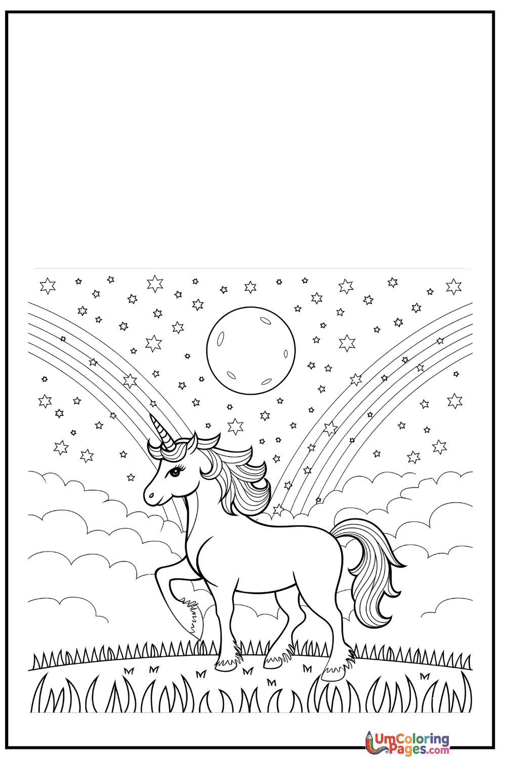 Unicorn coloring page 4 - free printable PDF
