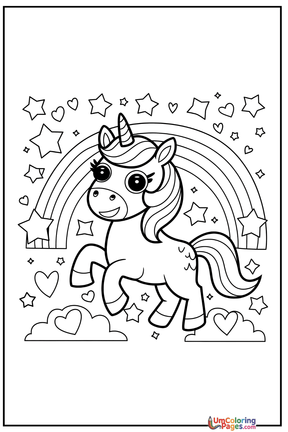 Unicorn coloring page 5 - free printable PDF