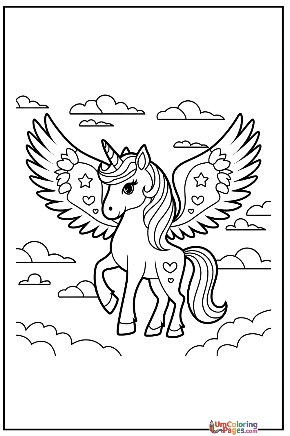 Unicorn coloring page 6 - free printable PDF