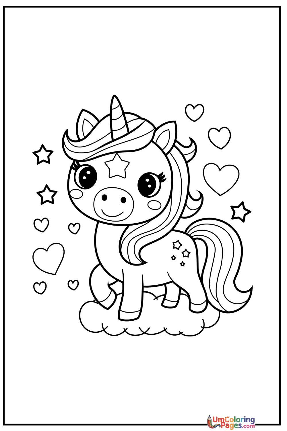 Unicorn coloring page 8 - free printable PDF
