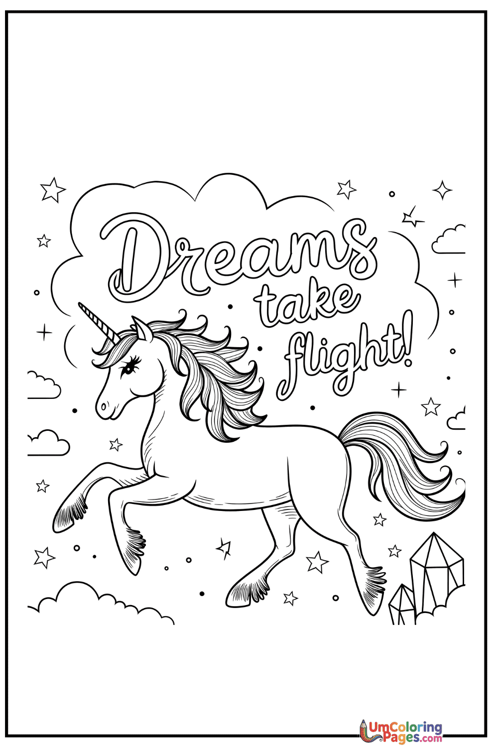Unicorn coloring page 9 - free printable PDF