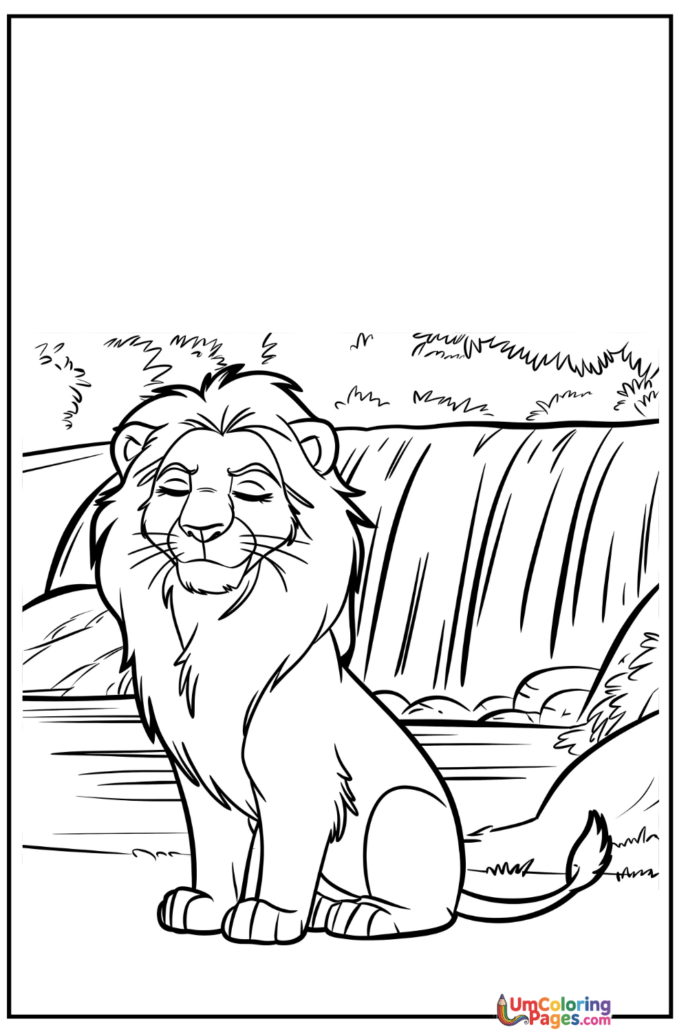 Waterfall coloring page - free printable