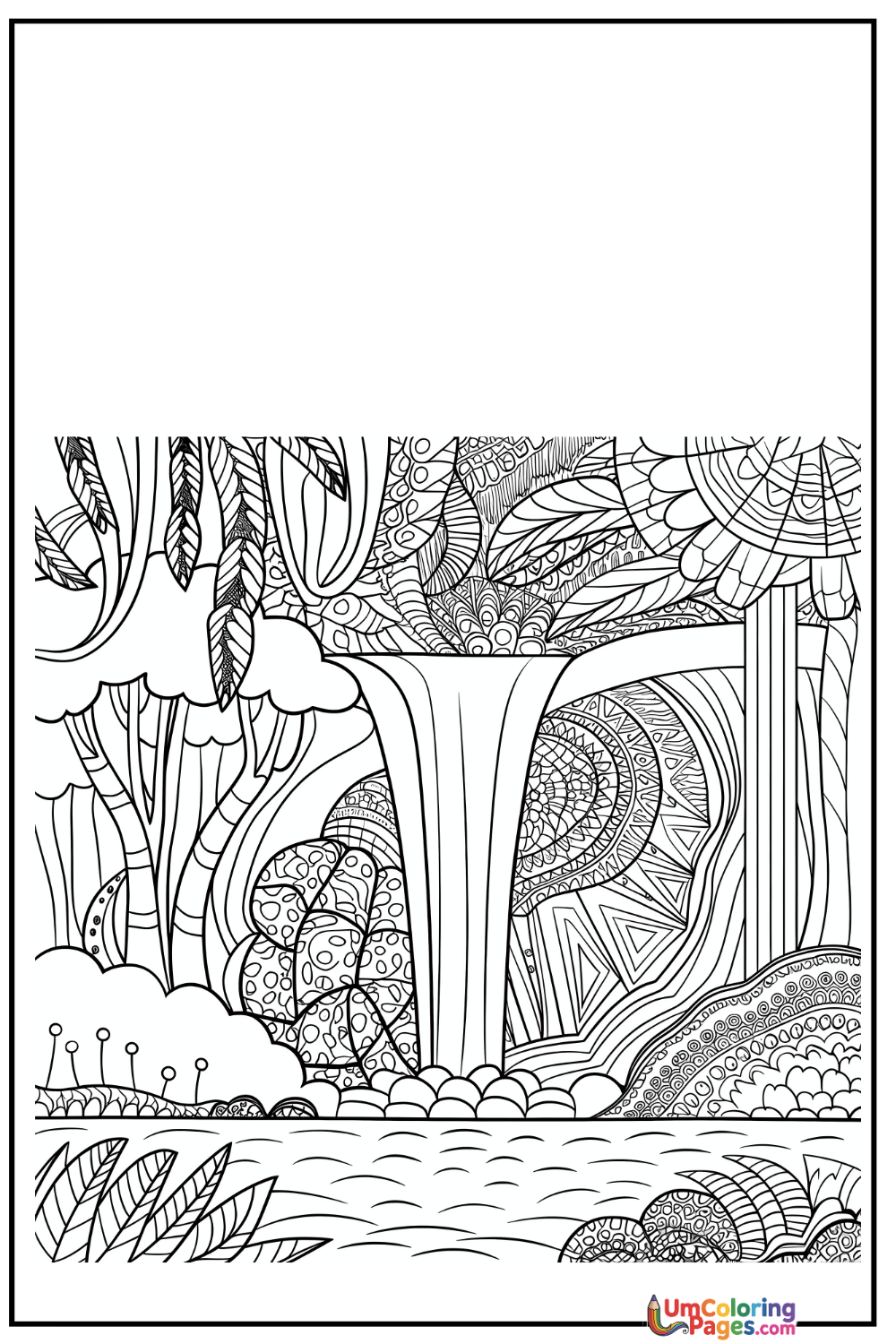 Waterfall coloring page 4 - free printable PDF