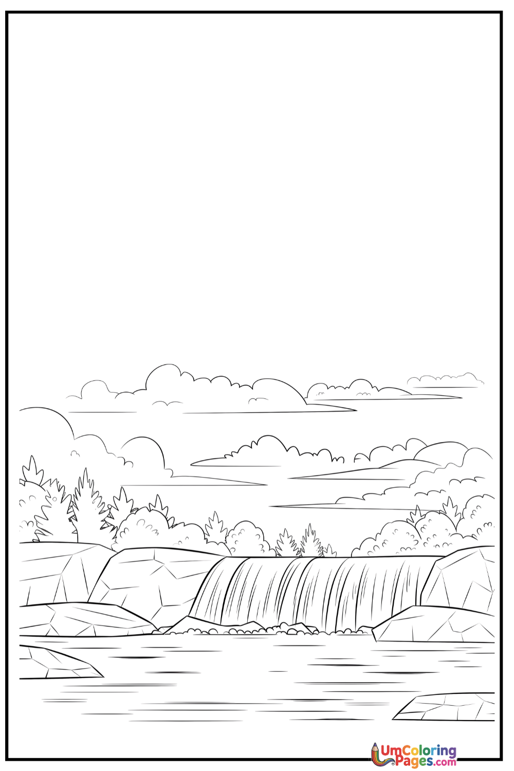 Waterfall coloring page 5 - free printable PDF
