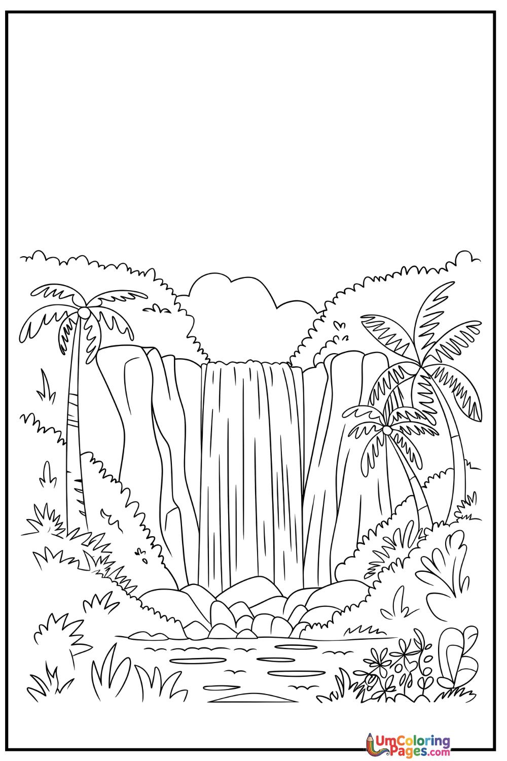 Waterfall coloring page 6 - free printable PDF
