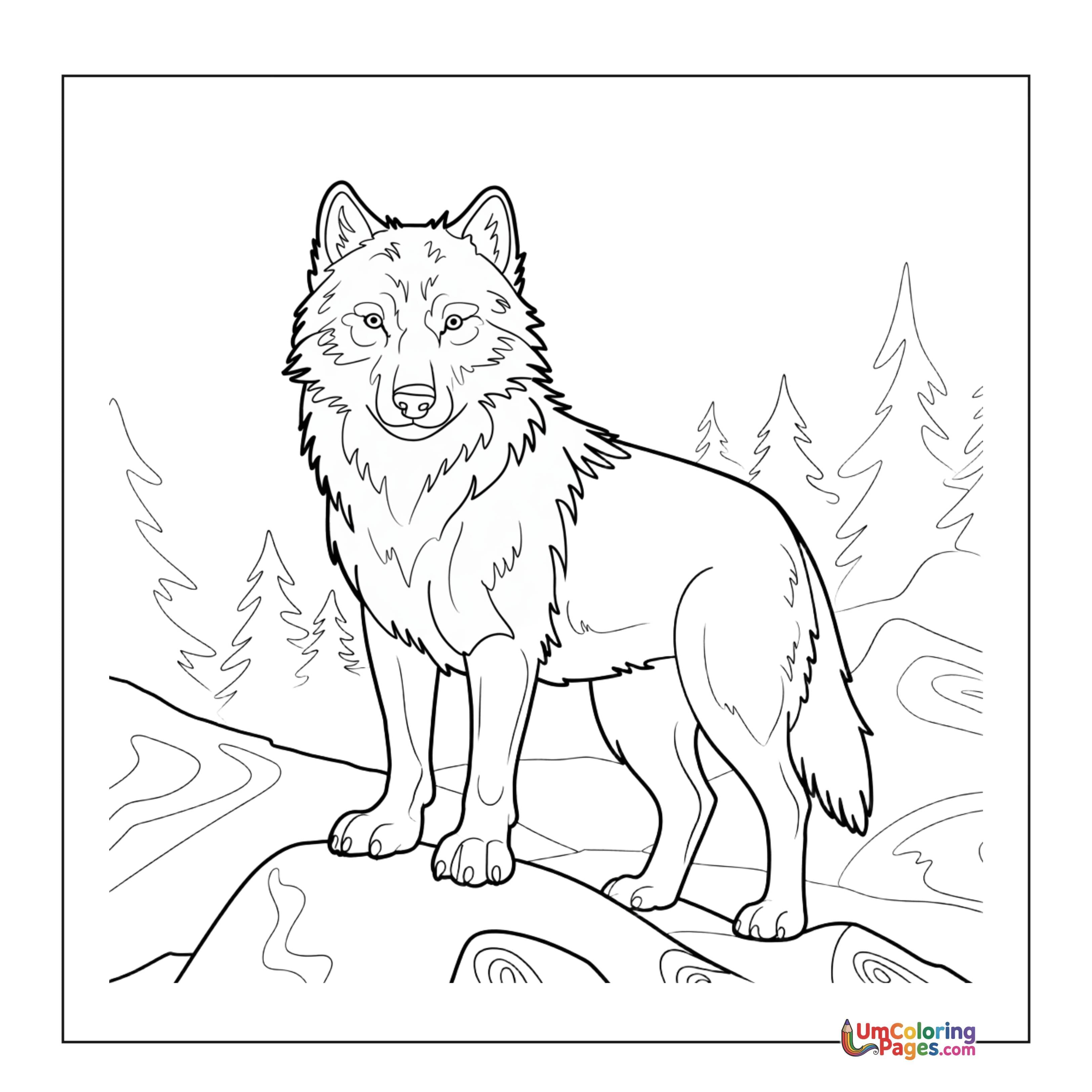 Wolf coloring page 5 - free printable PDF