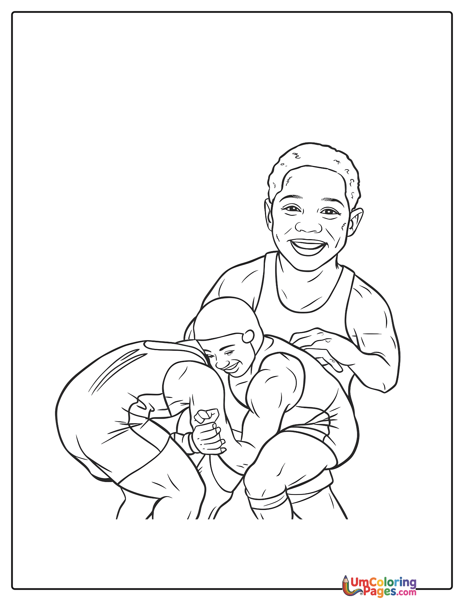 Wrestler coloring page - free printable