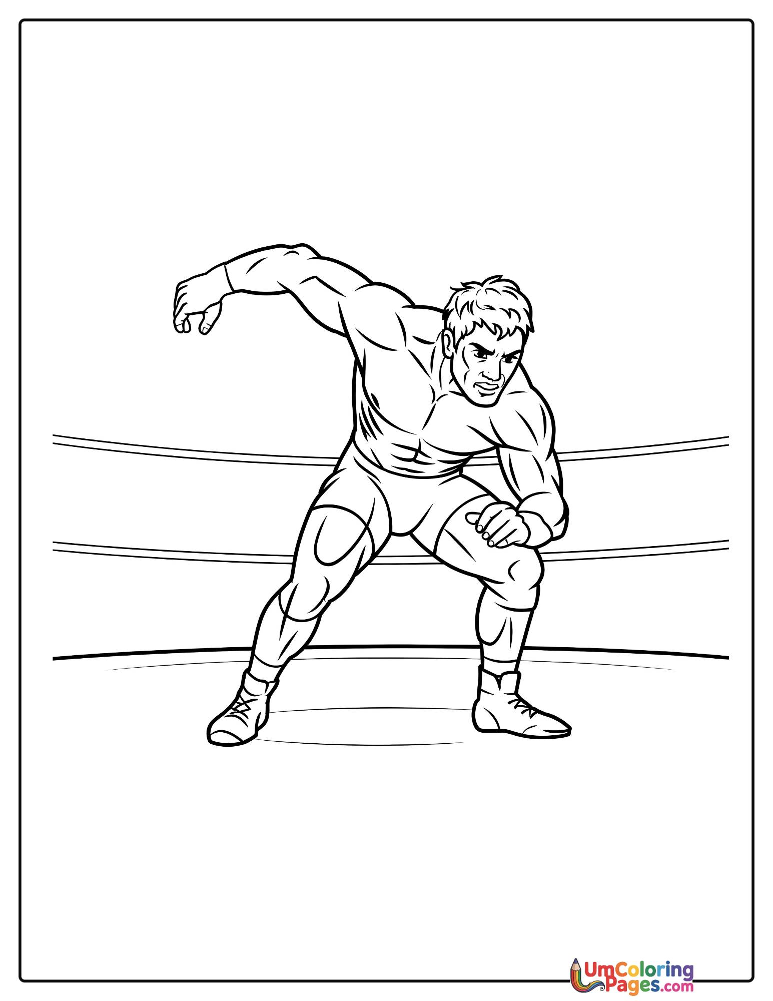 Wrestler coloring page 2 - free printable PDF