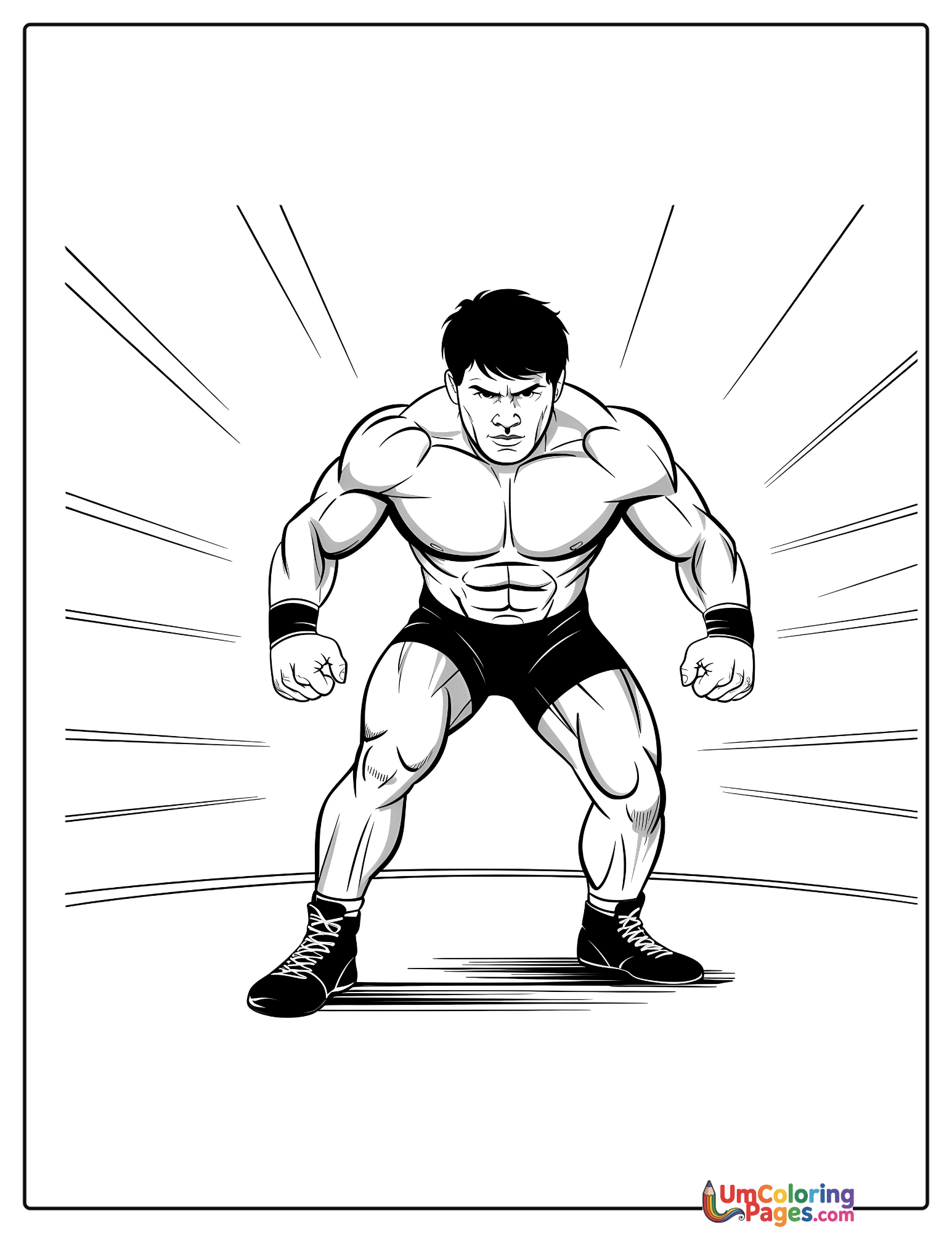 Wrestler coloring page 3 - free printable PDF