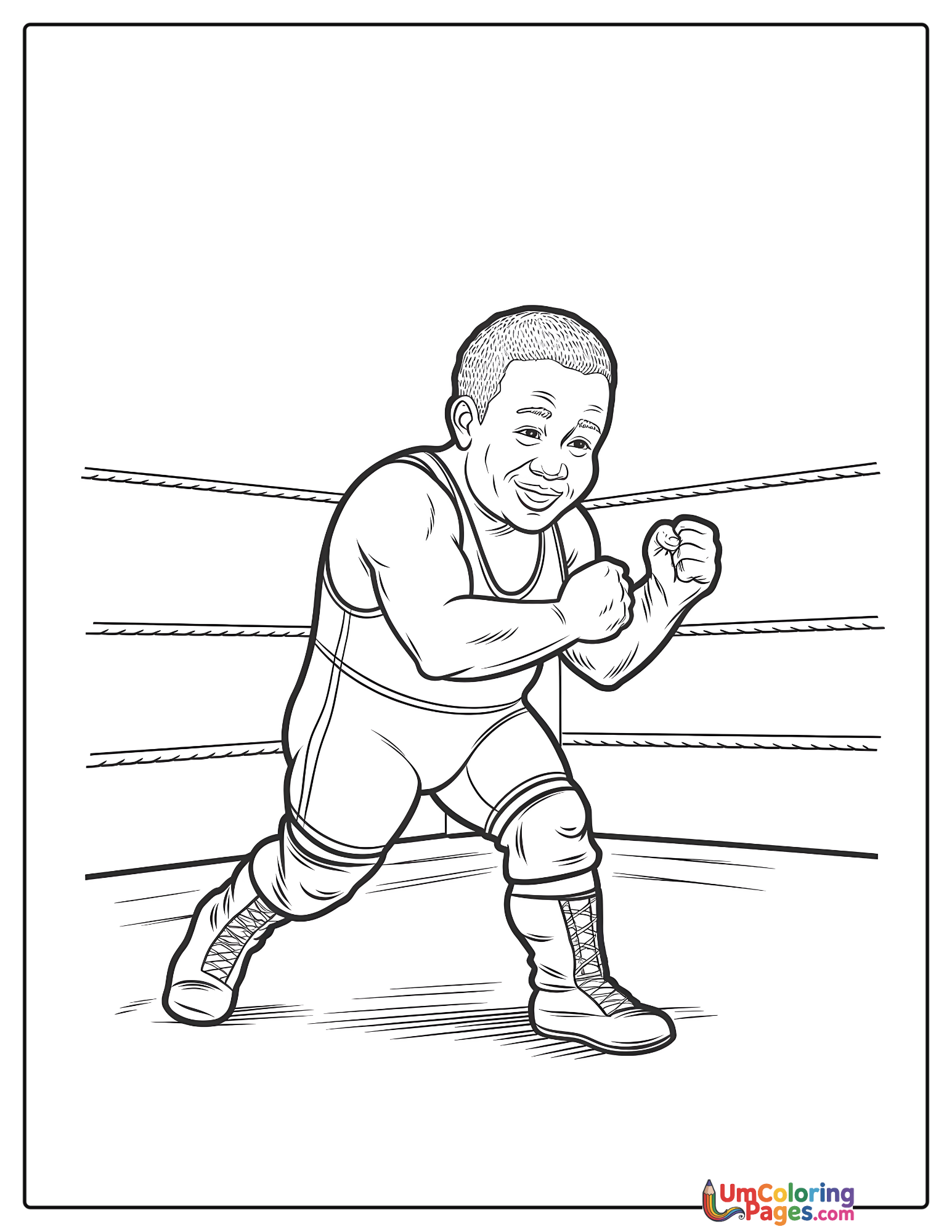 Wrestler coloring page 5 - free printable PDF