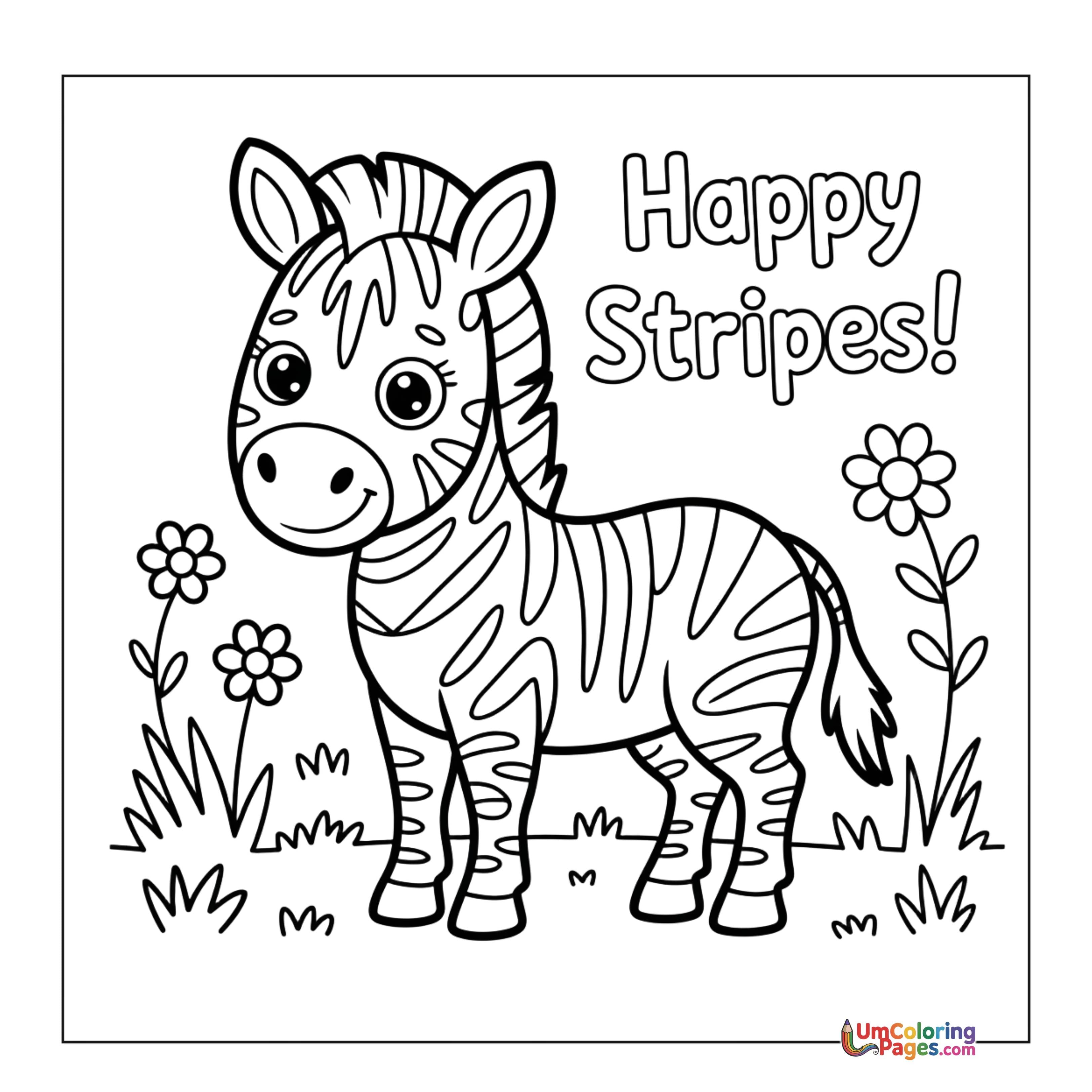 Zebra coloring page 4 - free printable PDF