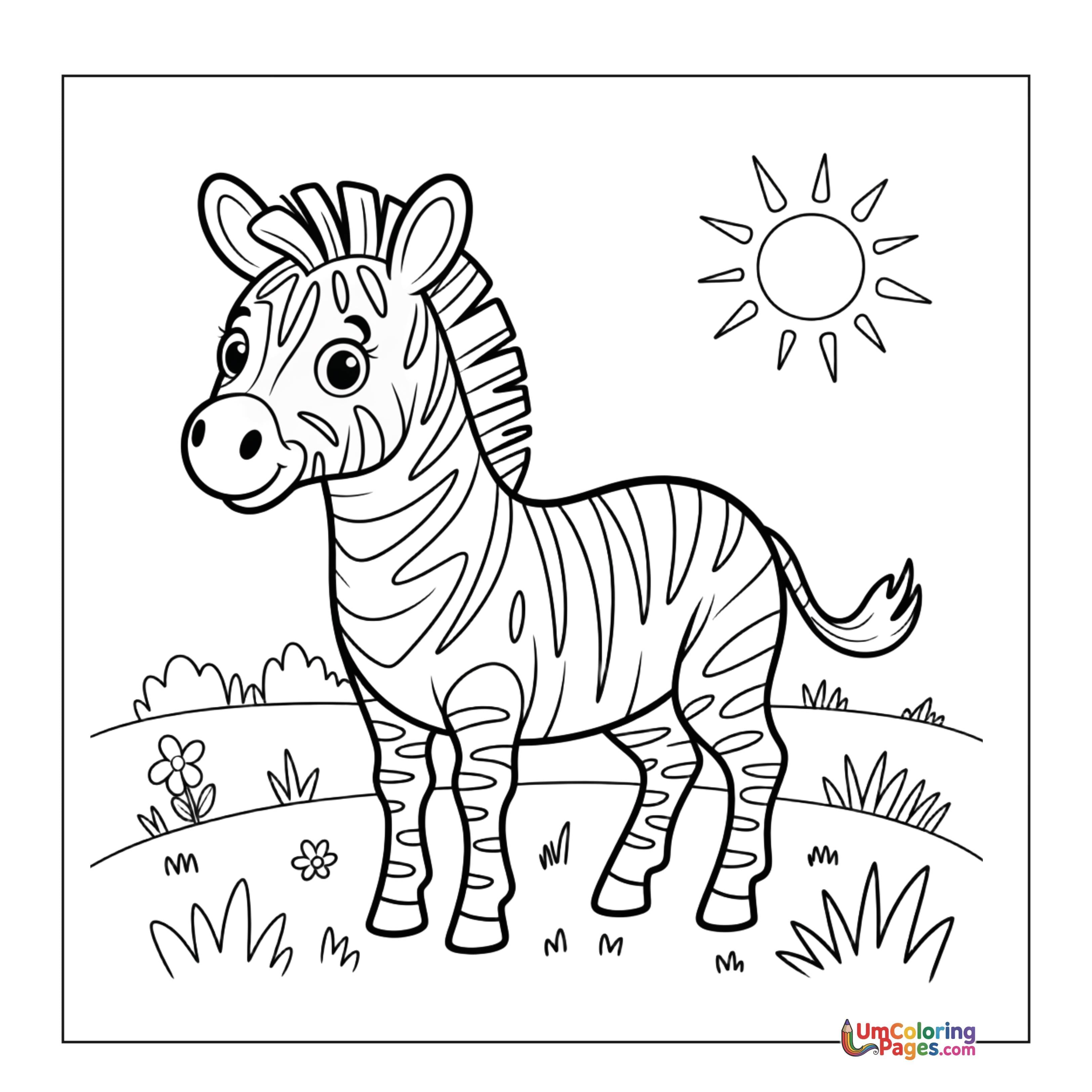 Zebra coloring page 6 - free printable PDF
